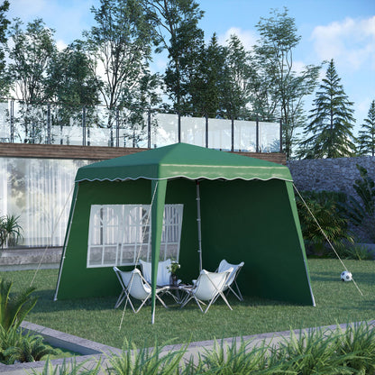 Outsunny Carpa Plegable 2 Paredes Laterales 2,89x2,89 M Altura Ajustable Verde_1