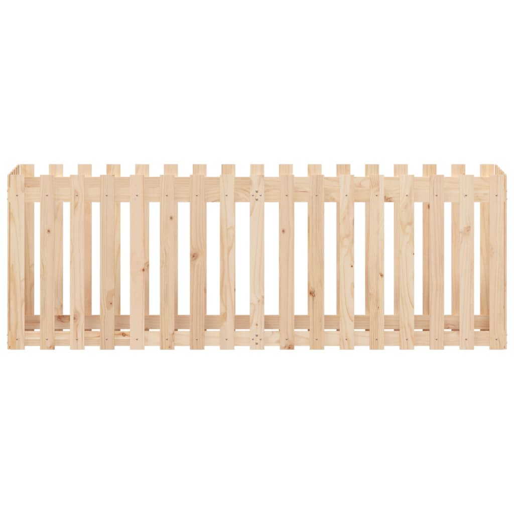 Arriate Elevado Jardín Con Valla Madera Maciza Pino 200x50x70cm_4