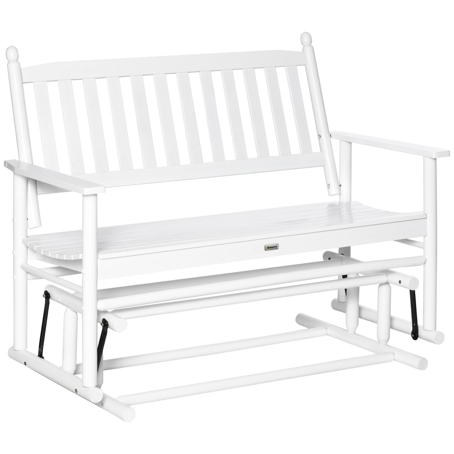 Outsunny Banco Mecedora De Jardín De 2 Plazas De Madera Carga Máx. 250 Kg Blanco_0
