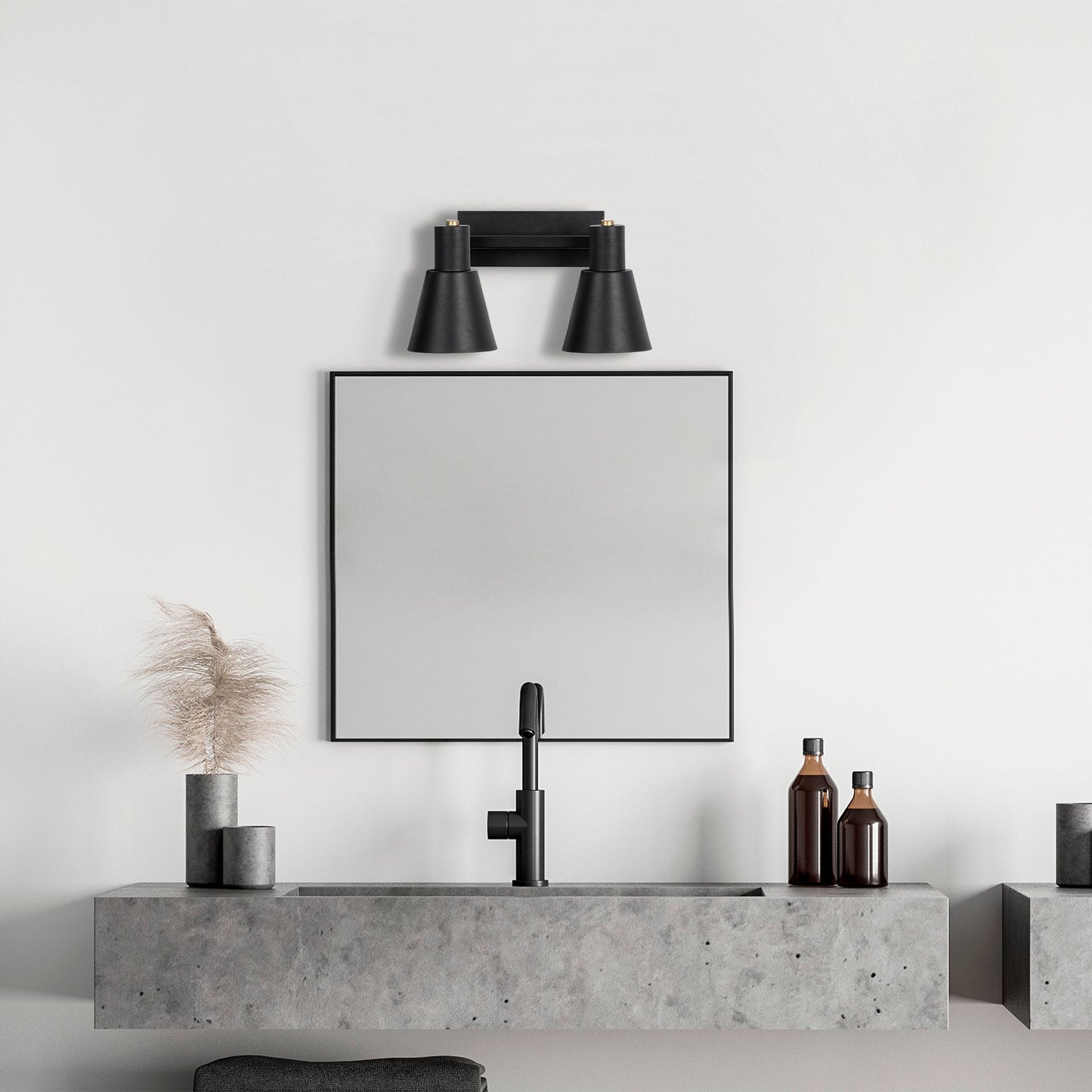 Aplique De Pared, Metal , Negro, 38x21x21, Casquillo 2 X E27 Max 40 W