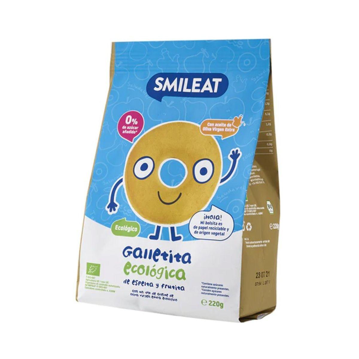 Pack 12x Bolachas infantis ECO de espelta com maçã Smileat, 220 g