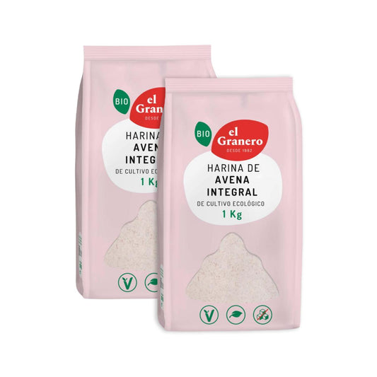 Embalagem de 2 Farinhas de Aveia Integral Biológica El Granero 1 kg