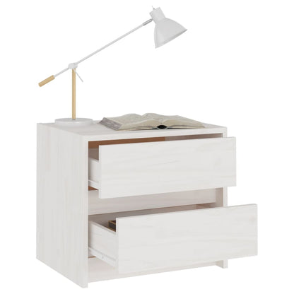 Mesitas De Noche 2 Uds Madera Maciza Pino Blanco 40x30,5x35,5cm_1