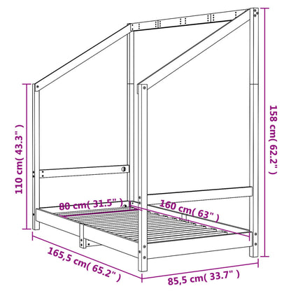 Vidaxl Estructura De Cama Para Niños Madera Maciza De Pino 80x160 Cm_2