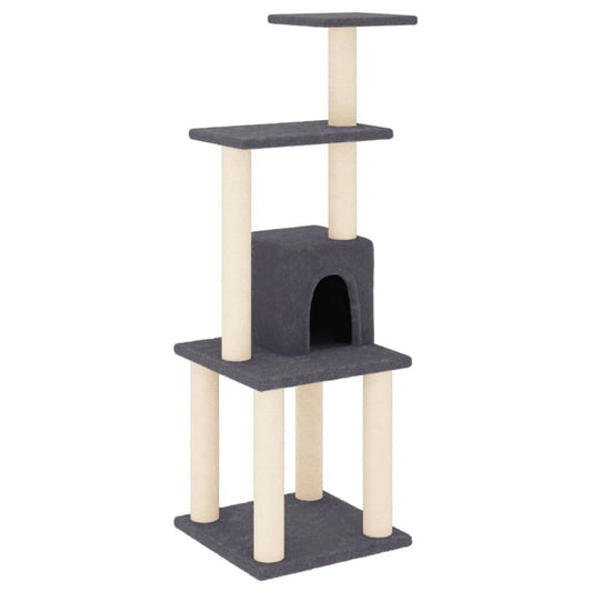 Vidaxl Rascador Para Gatos Con Postes De Sisal Gris Oscuro 105 Cm_0
