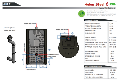 Bricosol Estufa De Pellets Helen Steel 6 Negro De Ferlux_4