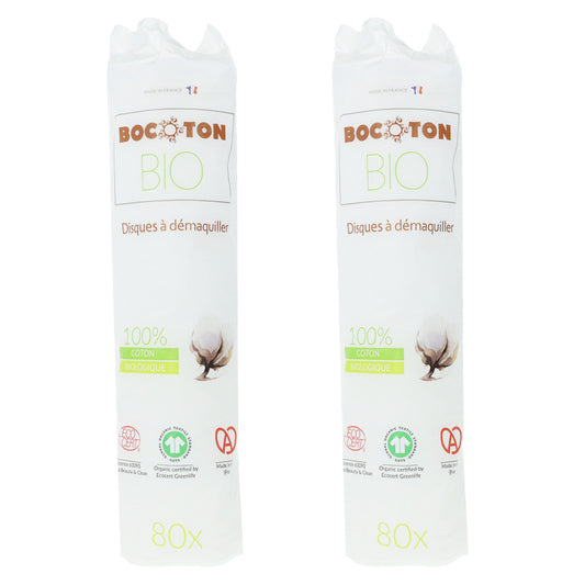 PROMOÇÃO Pack de 2 discos desmaquilhantes Bocoton Bio Cotton 80 discos