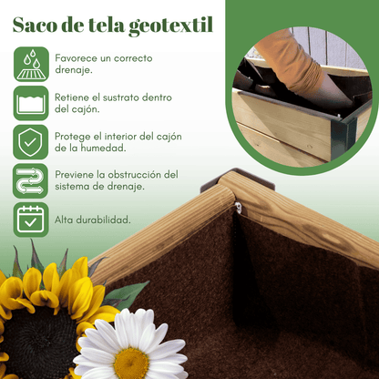 MI HUERTO URBAN Jardinera Elevada Madera con Bandeja Recoge Aguas | Estructura Metálica | Gris | 90x60x78cm_3