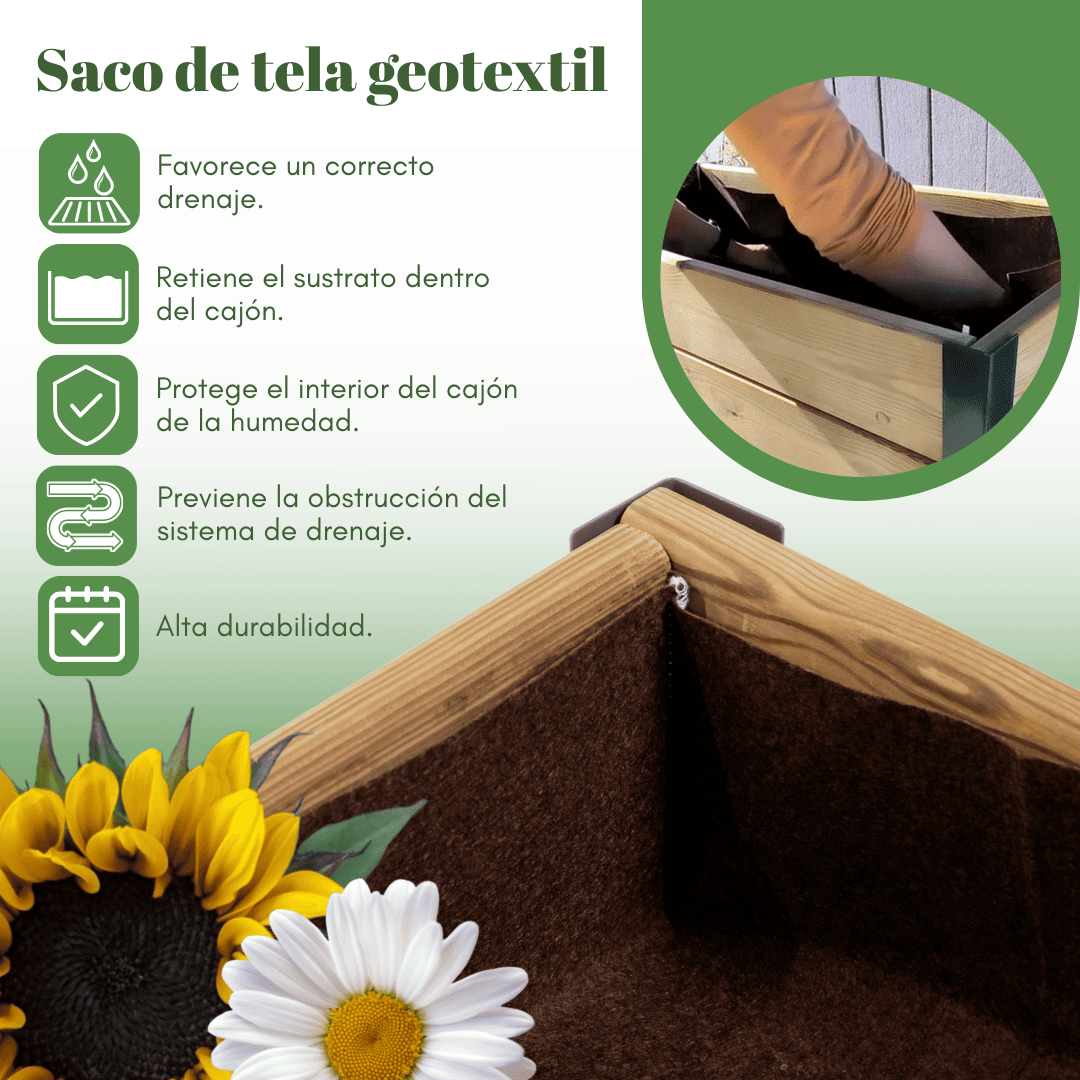 Mi Huerto Urban Jardinera Elevada Madera Con Bandeja Recoge Aguas | Estructura Metálica | Gris | 90x60x26cm_3