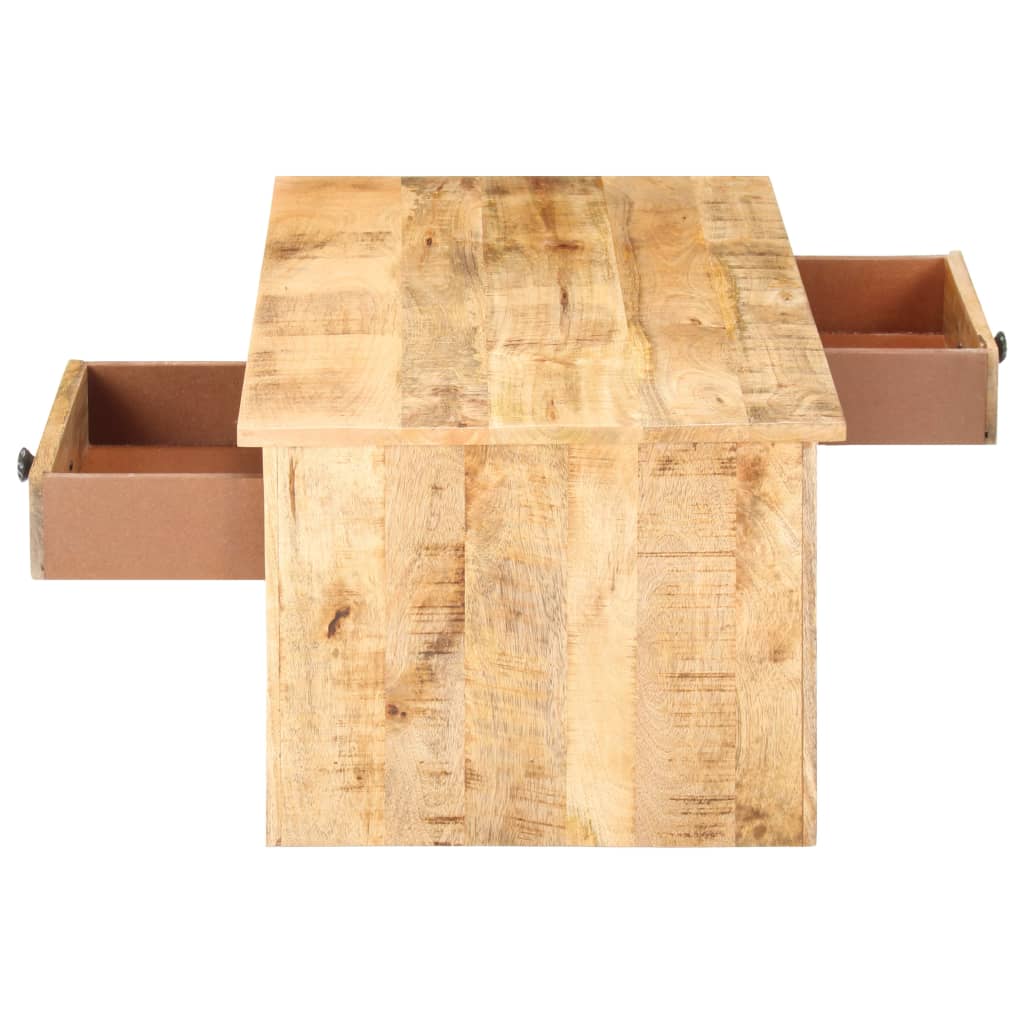 Mesa De Centro De Madera Maciza De Mango Rugosa 88x50x38 Cm_3
