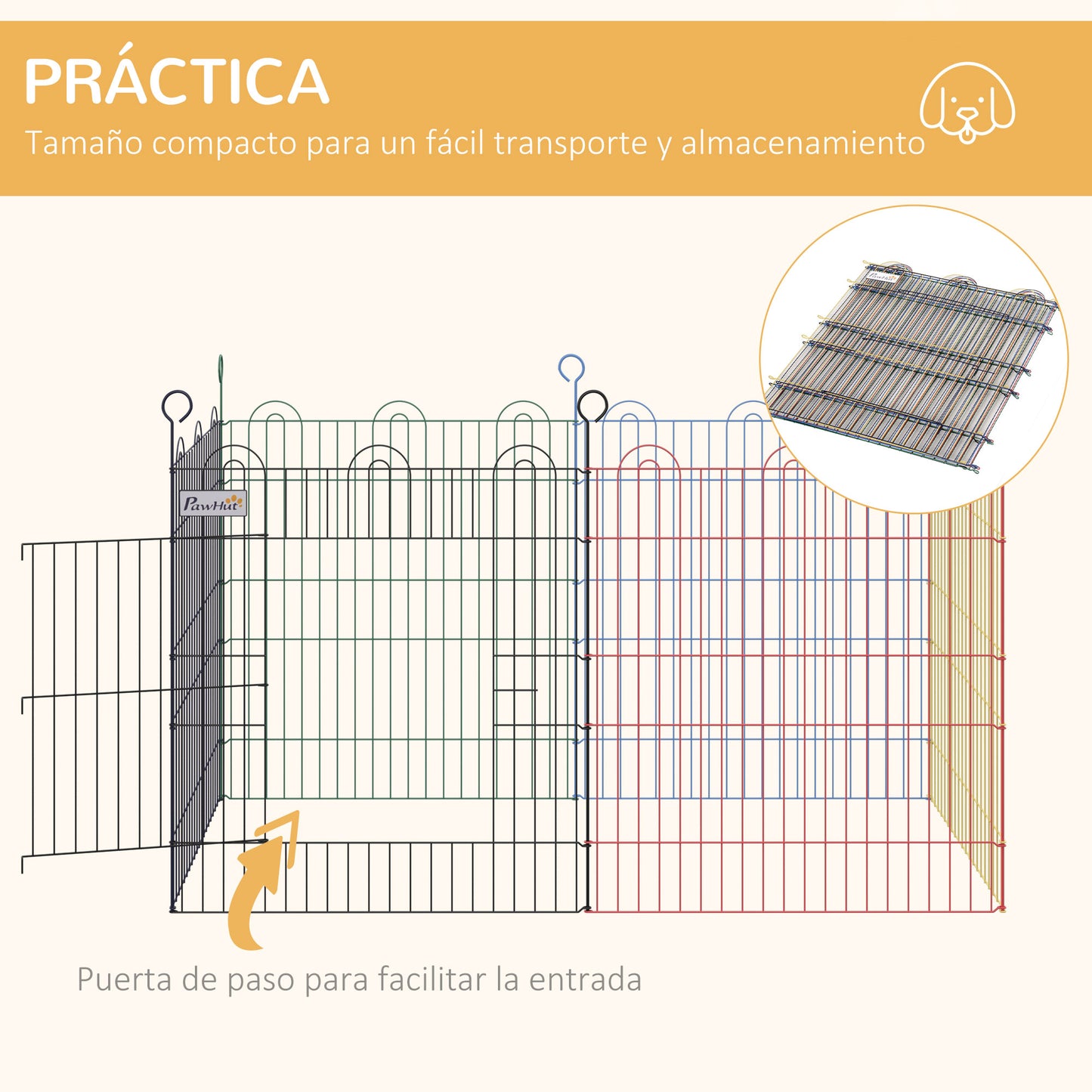 Pawhut Parque Plegable Para Mascotas De 6 Paneles De Alambre Para Jardín Ø120x66_5