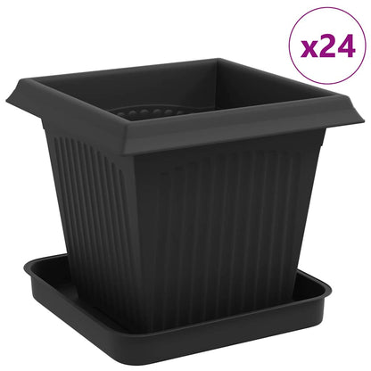Macetas 24 Uds. Negro Plástico_0