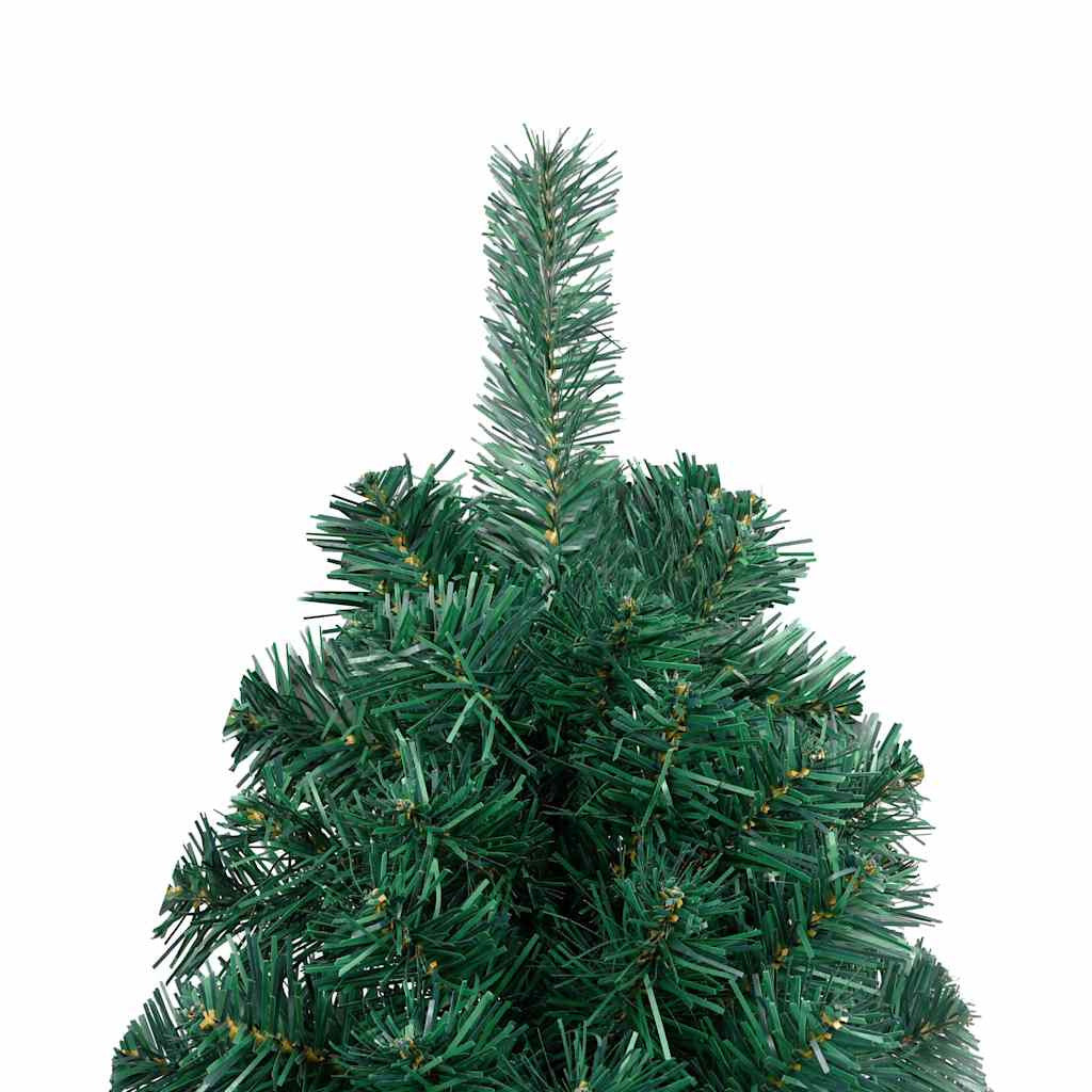 Vidaxl Medio Árbol De Navidad Con Luces Y Bolas Verde 180 Cm_4
