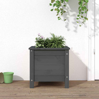 Jardinera Madera Maciza De Pino Gris 40x40x39 Cm_1