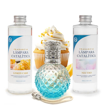 Pack Ahorro Lámpara Catalítica Blue Diamonds + Fragancia Lemon Cake 500ml + Limpiador Neutro 200ml + Mecha De Repuesto_0