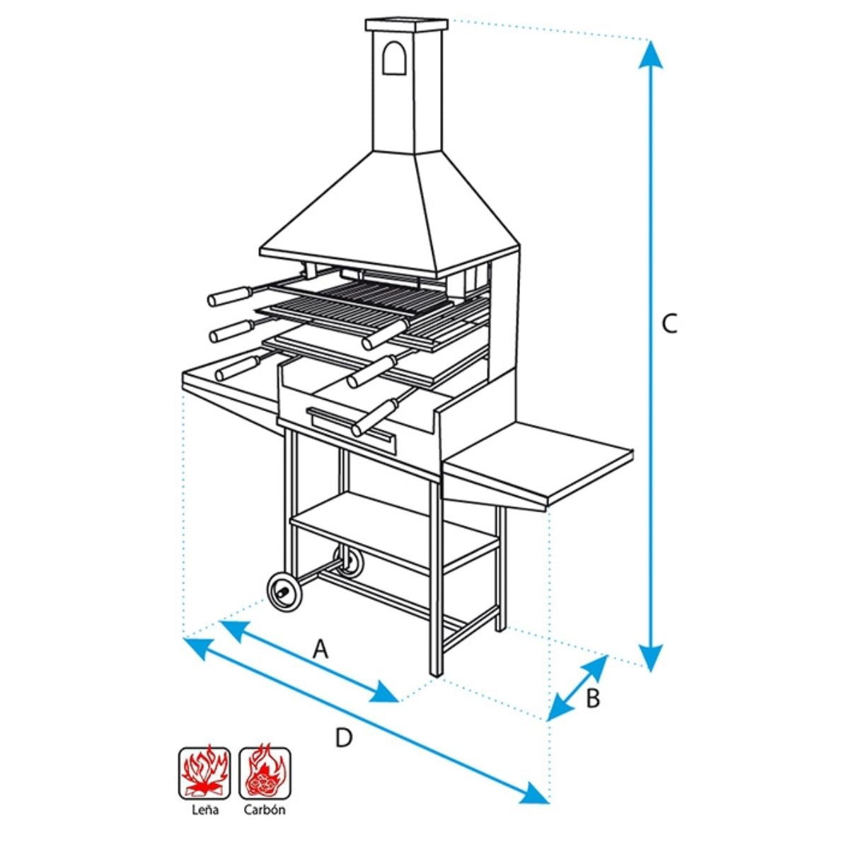 Churrasqueira completa com tabuleiros metálicos Imex El Zorro