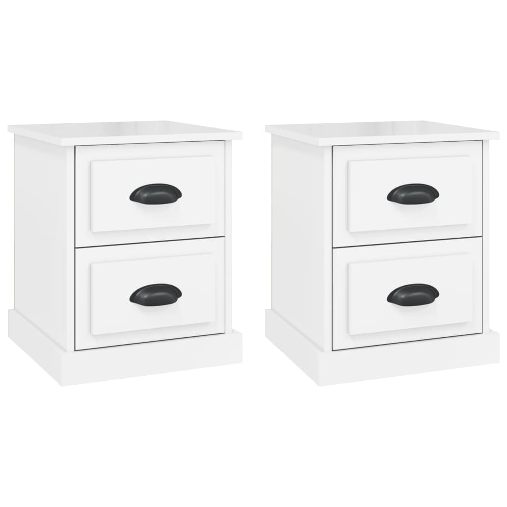 Mesitas De Noche 2 Uds Madera Blanco Brillante 39x39x47,5 Cm_0
