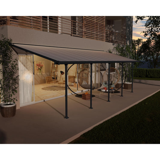 Pérgola anexa Feria 300x851 cm cinzento 