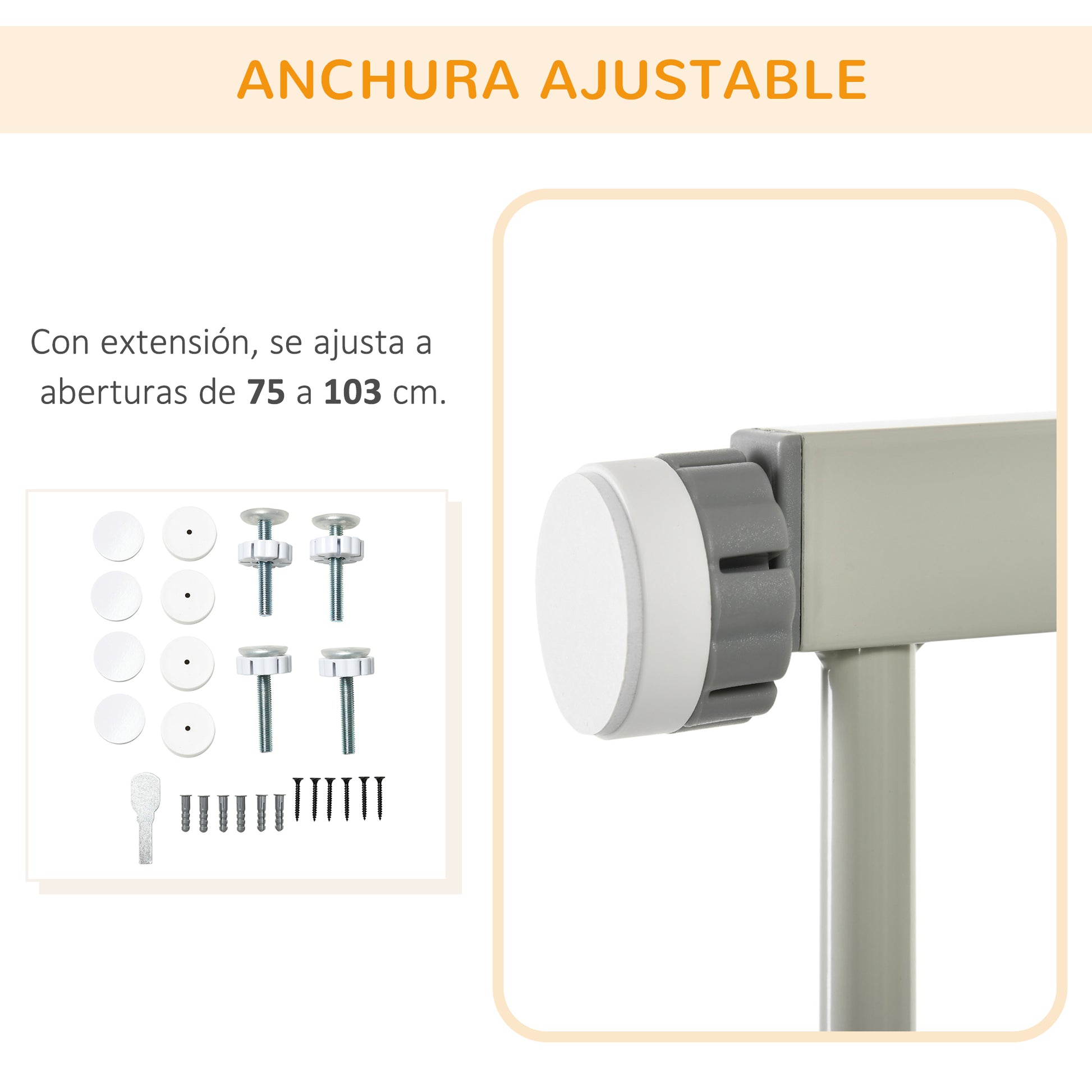 Pawhut Barrera De Seguridad Para Perros Extensible 75-103 Cm Con 2 Extensiones_5