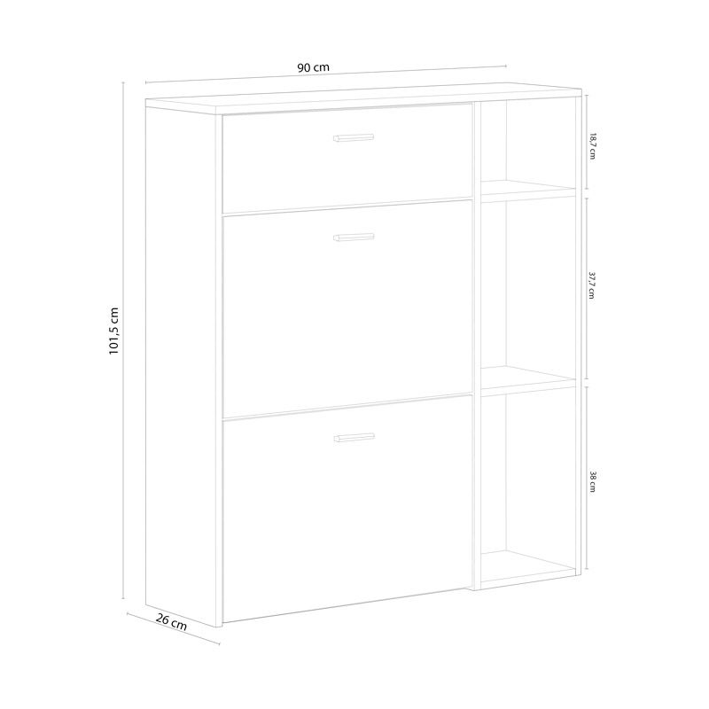 Zapatero Wind Melamina, Gris, 90 X 101,5 X 26_5