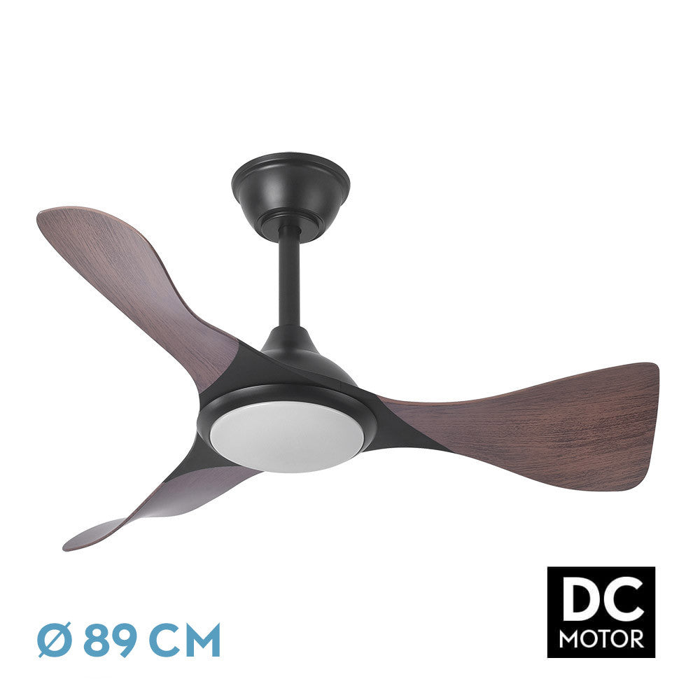 Ventilador Dc Caiman 36w 3600lm Negro/roble 89d 3aspas 6vel 3000-4500-6500k Remoto+reg.intensidad+memoroa+temporizador_0