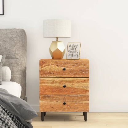 Mesita De Noche Madera Maciza De Acacia 50x33x60 Cm_1