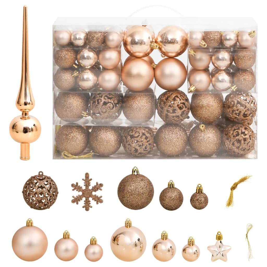 Juego De Bolas De Navidad 111 Pzas Poliestireno Oro Rosa / Vetonek_5