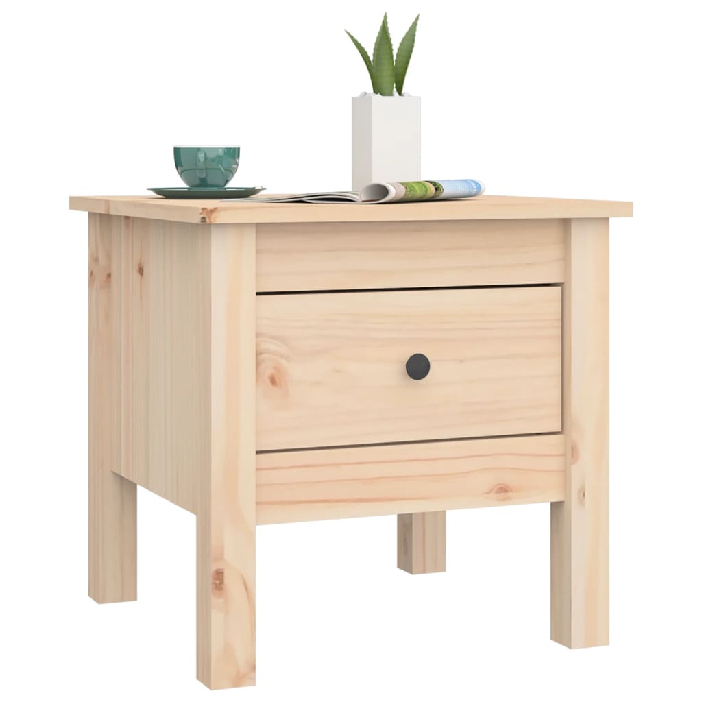 Mesa Auxiliar De Madera Maciza De Pino 40x40x39 Cm_2