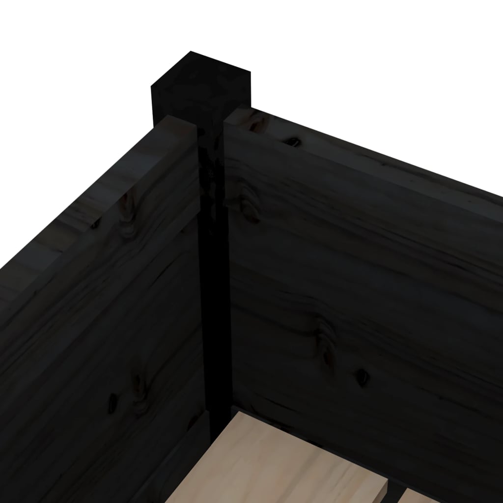 Jardinera De Madera Maciza De Pino Negro 31x31x70 Cm_4