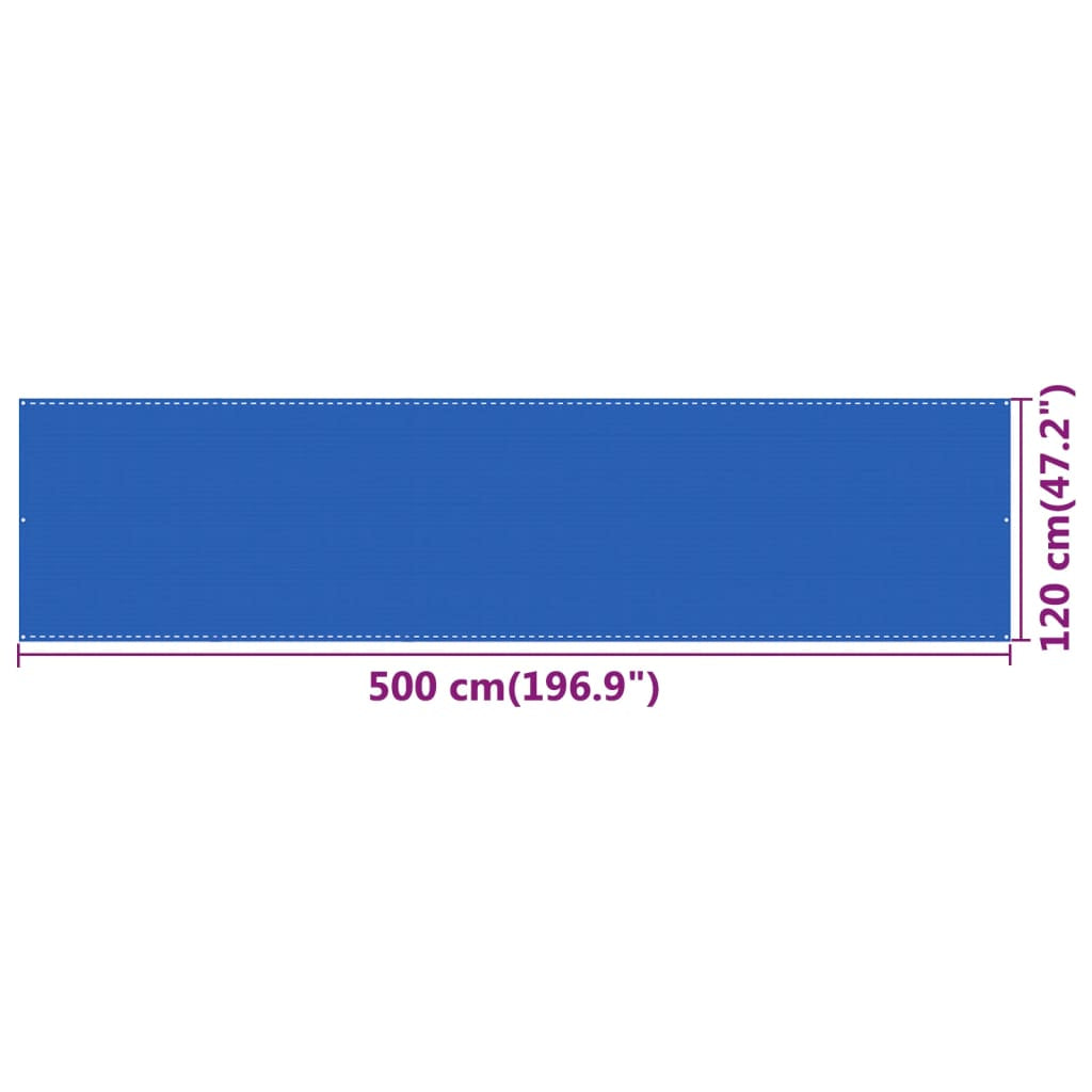 Vidaxl Toldo Para Balcón Hdpe Azul 120x500 Cm_2