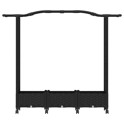 Cama Elevada Con Trellis Y Techo Negro 169 X 40 X 129 Cm Pp_3