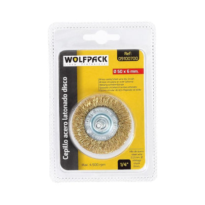 Cepillo Acero Latonado Para Taladro. Disco Ø 50 Mm. Espiga 1/4 Cepillo Taladro Alambre Latón, Cepillo Limpieza, Cepillo Pulir.