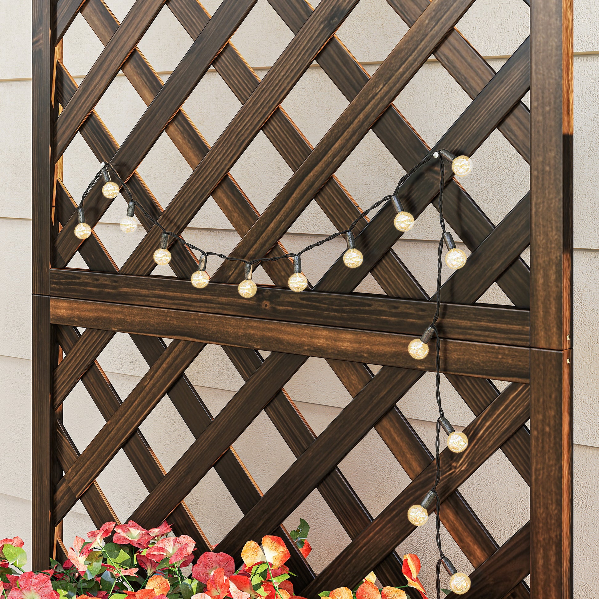 Outsunny Jardinera Con Enrejado De Madera Para Plantas Flores 72,5x31,5x149,5 Cm_4