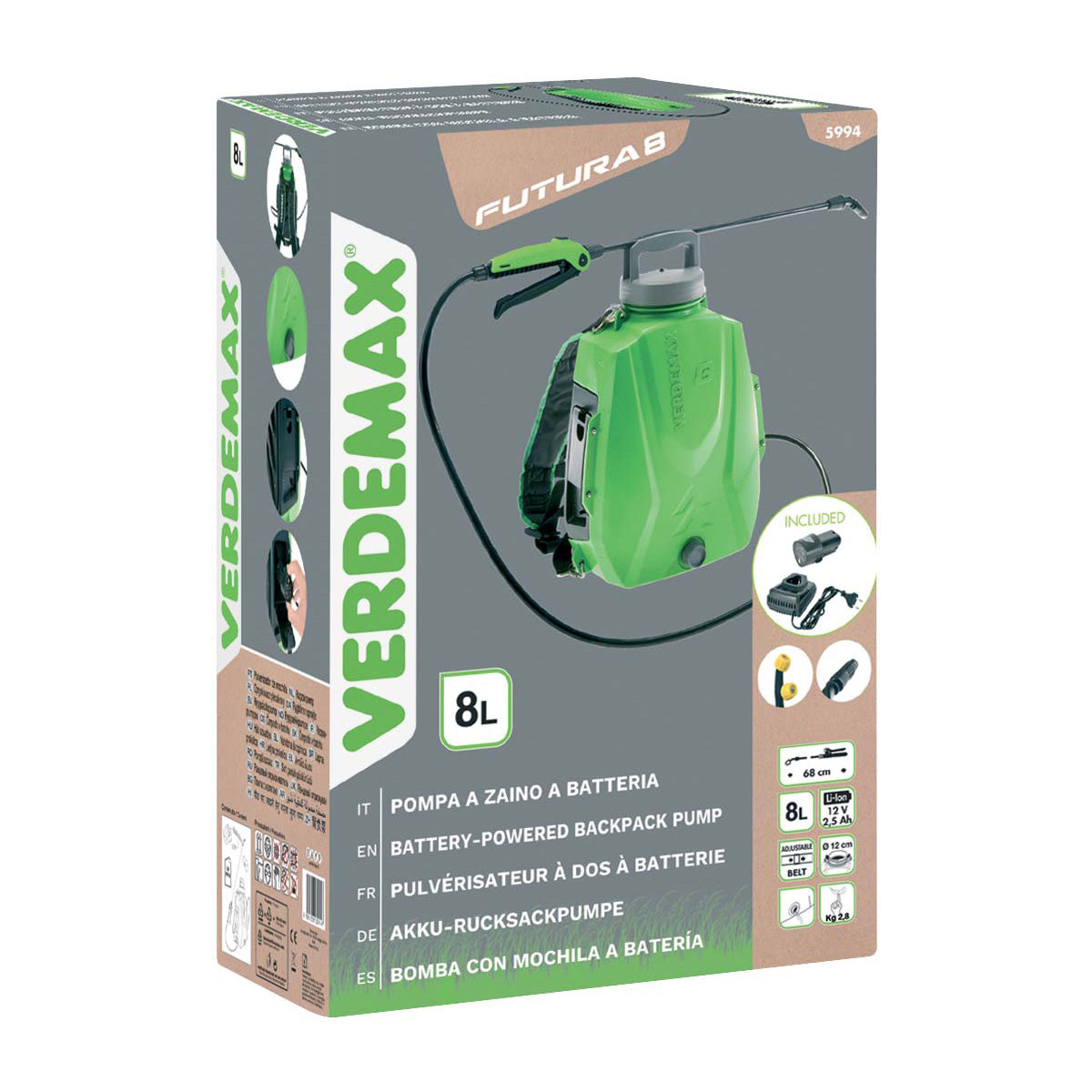 Pulverizador de mochila a pilhas Verdemax 8L