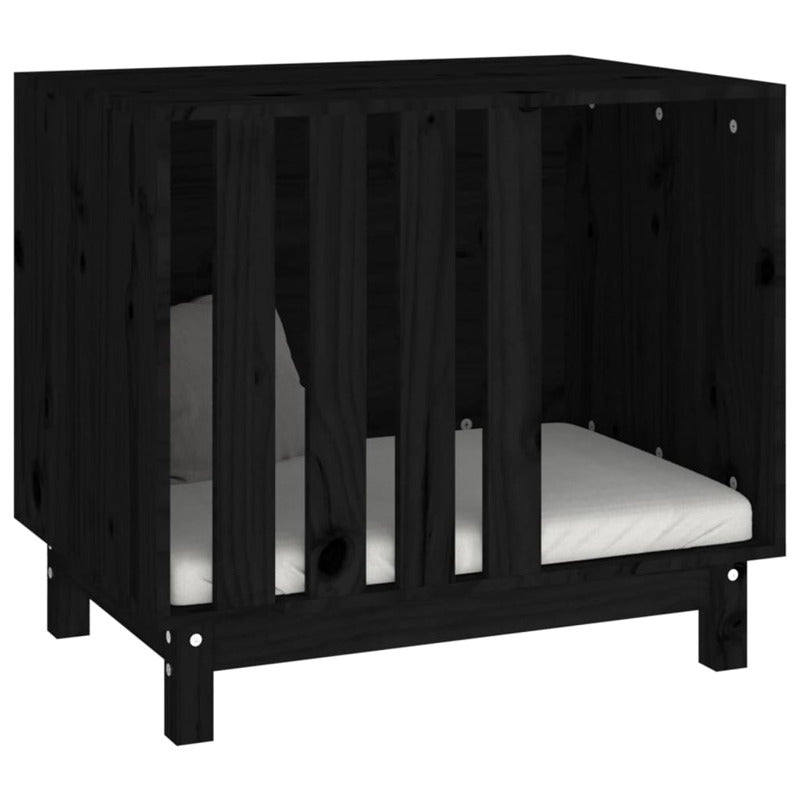 Caseta Para Perros Negra 70x50x62 Cm Madera Maciza De Pino_3