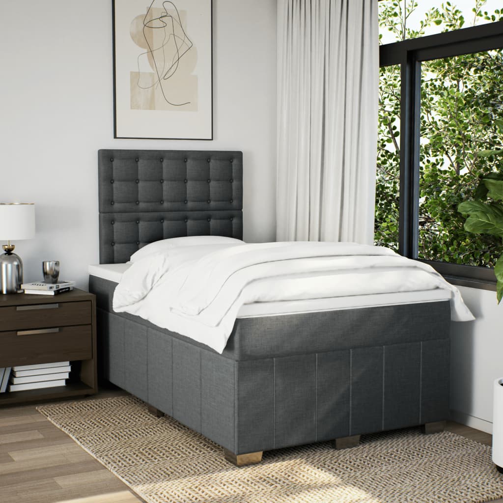 Cama Box Spring Con Colchón Tela Gris Oscuro 120x190 Cm / Vetonek_5