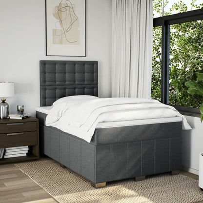 Cama Box Spring Con Colchón Tela Gris Oscuro 120x190 Cm / Vetonek_5
