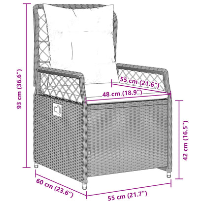 Set Comedor Jardín 7 Pzas Y Cojines Ratán Sintético Gris Claro / Vetonek_2