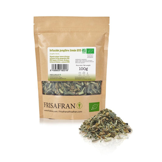 Infusión De Jengibre-limón Ecológica |granel | Calidad | Frisafran 200 G_0