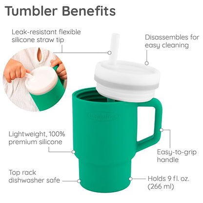 Infantino Mi Primer Vaso, Pajita Resistente Y Asa Para Niños Pequeños, Fácil De Limpiar, 250ml, Verde_1