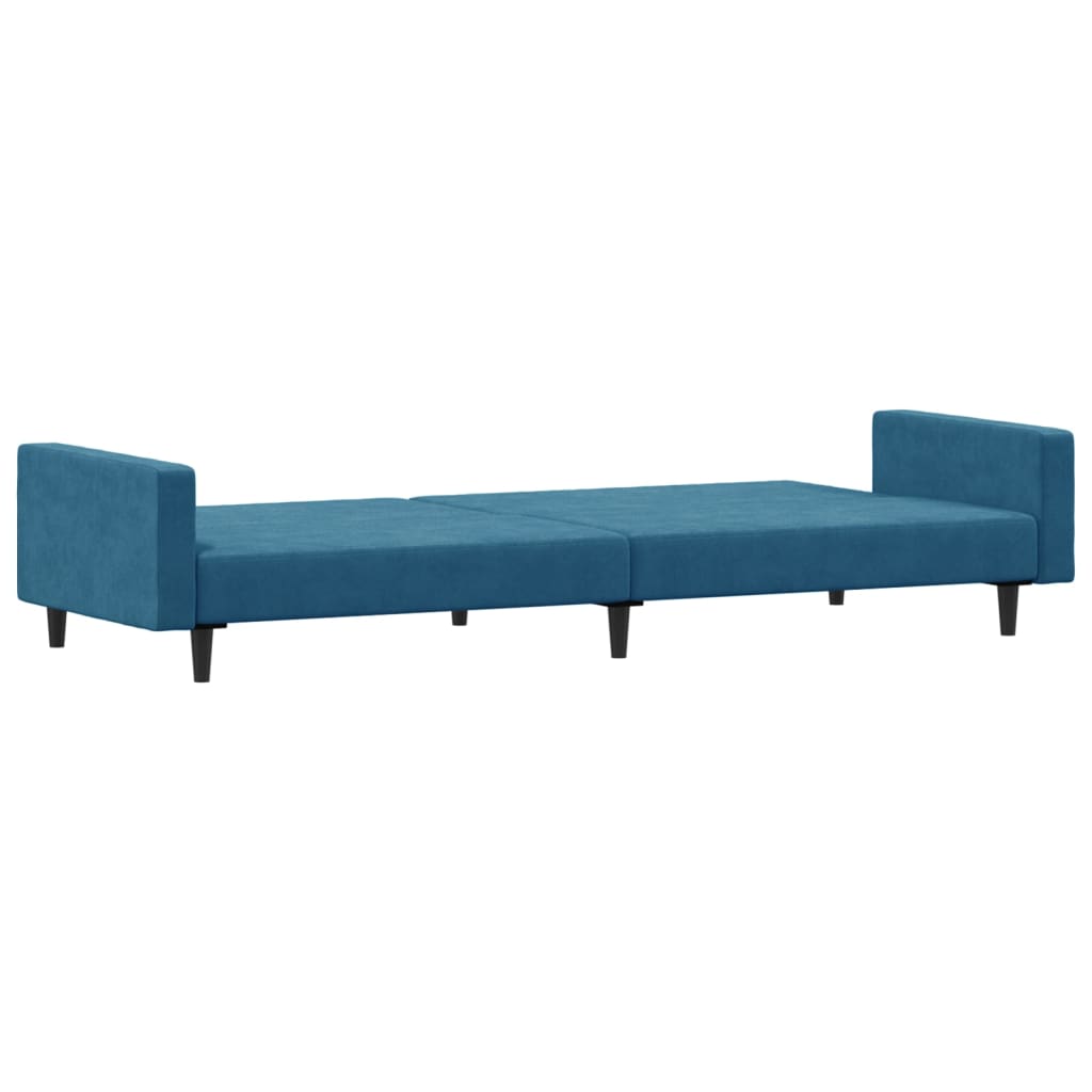 Sofá Cama De 2 Plazas Con Taburete Terciopelo Azul / Vetonek_3
