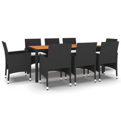 Vidaxl Juego De Comedor De Jardín 9 Piezas Ratán Sintético Negro_0