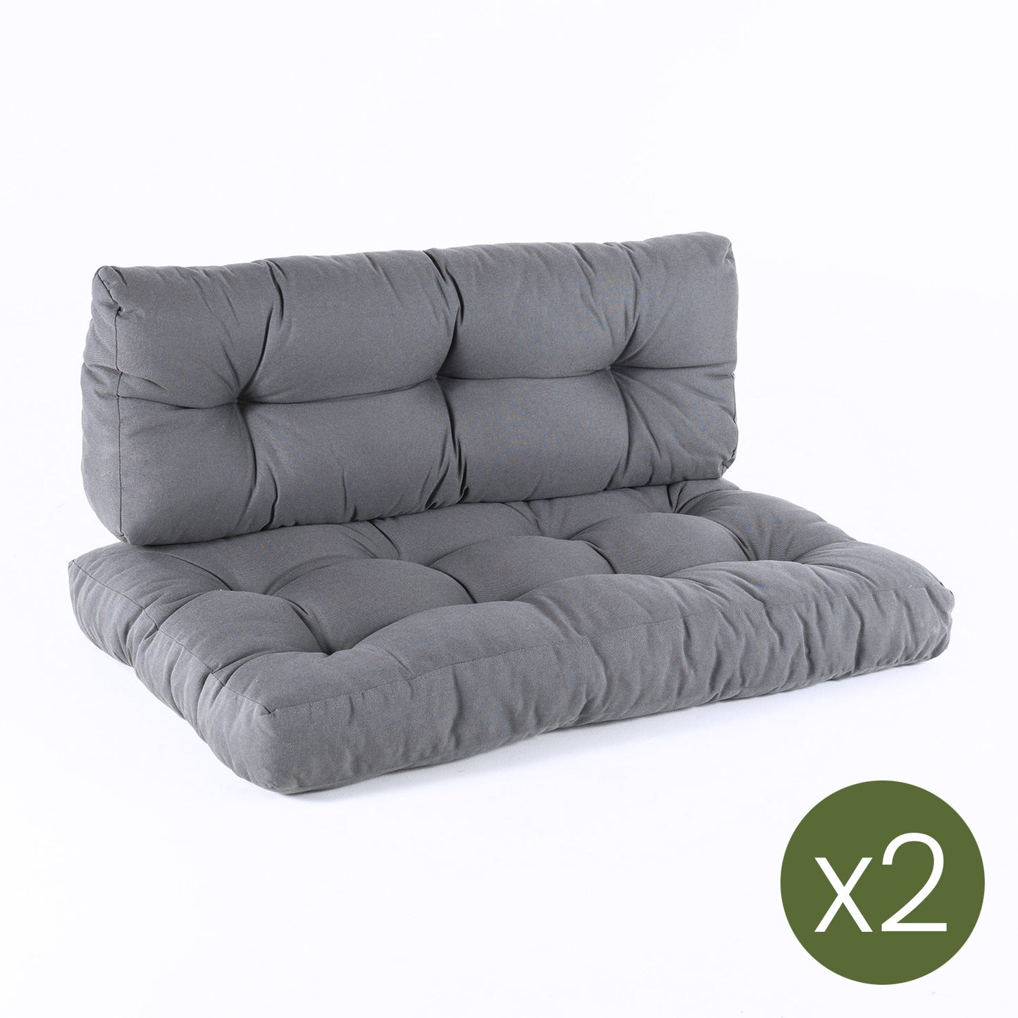 Pack 2 Cojines Para Palets, Cojín De Asiento 80x120x16 Cm + Cojín Respaldo 42x120x16 Cm, Olefin Color Gris, Repelente Al Agua_2