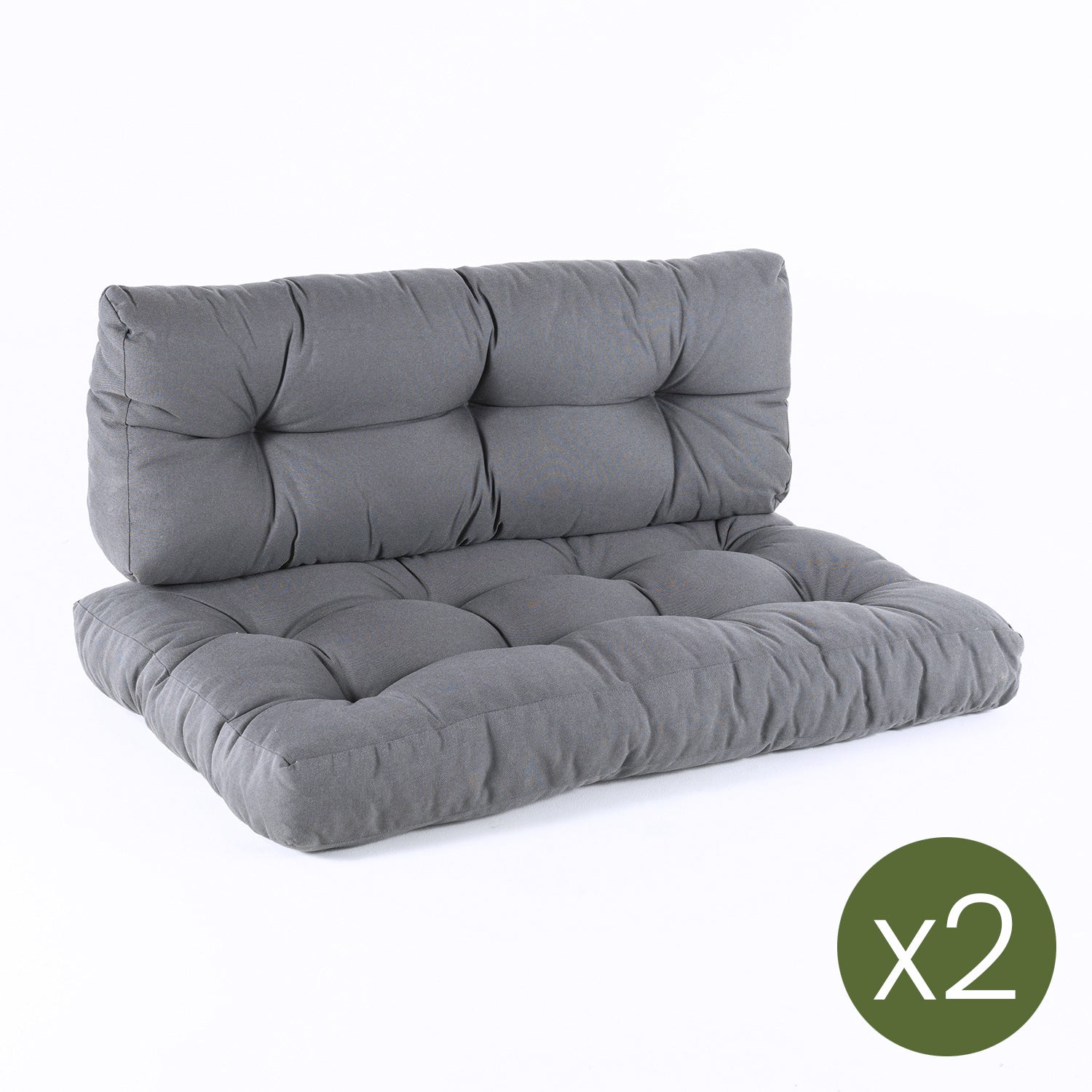 Pack 2 Cojines Para Palets, Cojín De Asiento 80x120x16 Cm + Cojín Respaldo 42x120x16 Cm, Olefin Color Gris, Repelente Al Agua_2