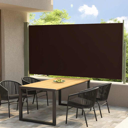 Vidaxl Toldo Lateral Retráctil De Jardín Marrón 160x300 Cm_1