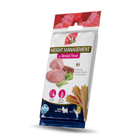 N&amp;D Quinoa Canine Dental Treat Controlo de Peso Mini Raças 60 g 7 unidades