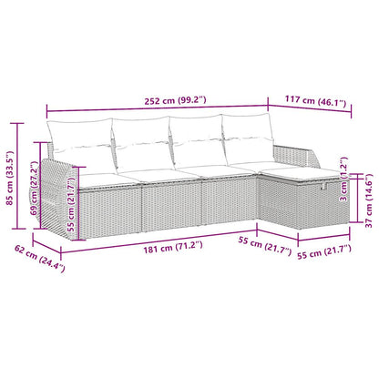 Set De Muebles De Jardín 5 Pzas Y Cojines Ratán Sintético Negro / Vetonek_3
