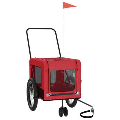 Remolque De Bicicleta Mascotas Hierro Tela Oxford Rojo Negro_3