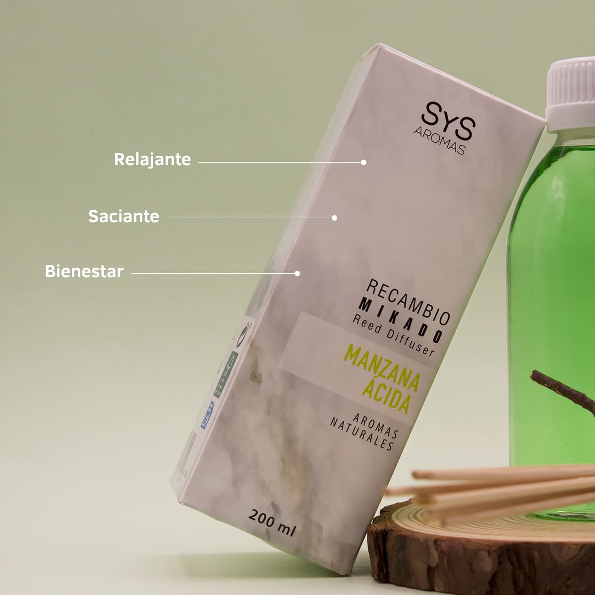 Recambio Mikado Manzana Ácida 200 Ml Con Varillas | Aroma Fresco Y Frutal | Refill Difusor | Larga Duración_2