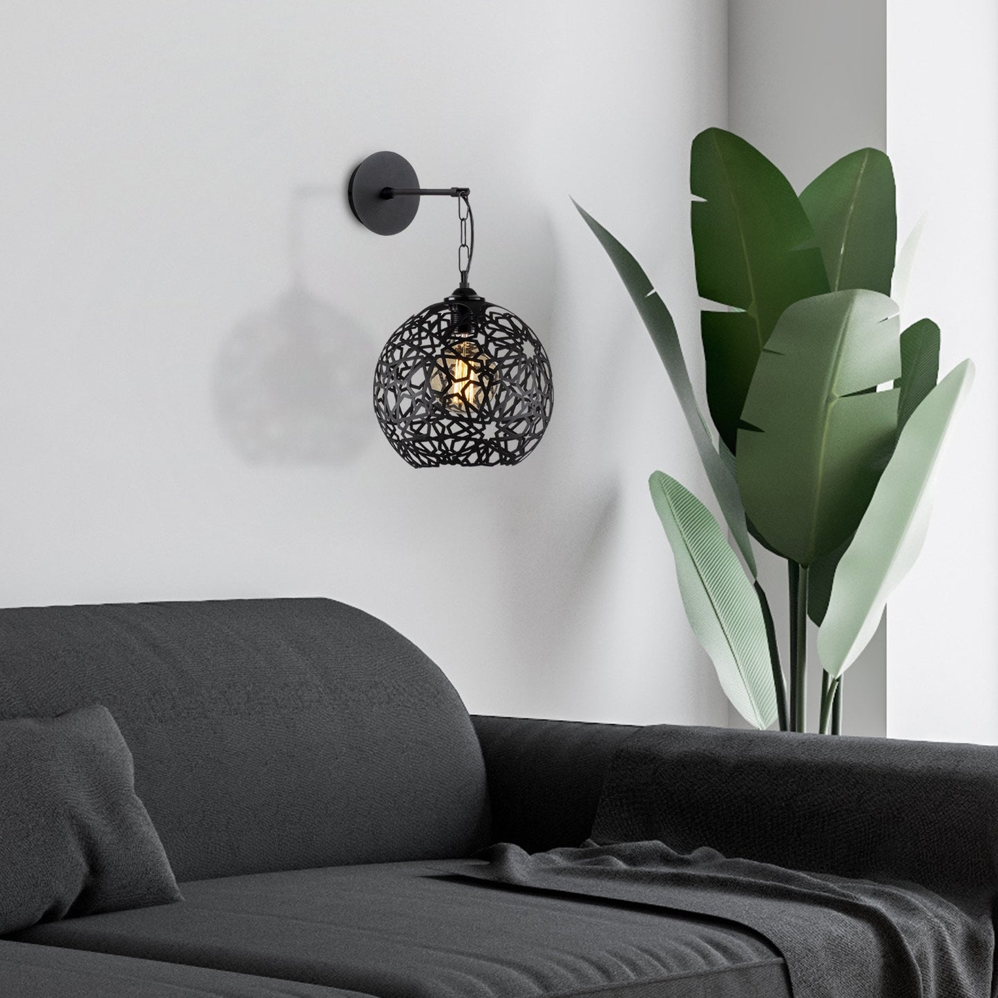 Aplique De Pared, Metal , Negro, 25x30x35, Casquillo E 27 Max 40 W_5